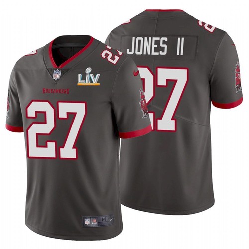 Men's Tampa Bay Buccaneers #27 Ronald Jones Grey NFL 2021 Super Bowl LV Limited Stitched Jersey Men's Tampa Bay Buccaneers #27 Ronald Jones Grey NFL 2021 Super Bowl LV Limited Stitched Jersey
